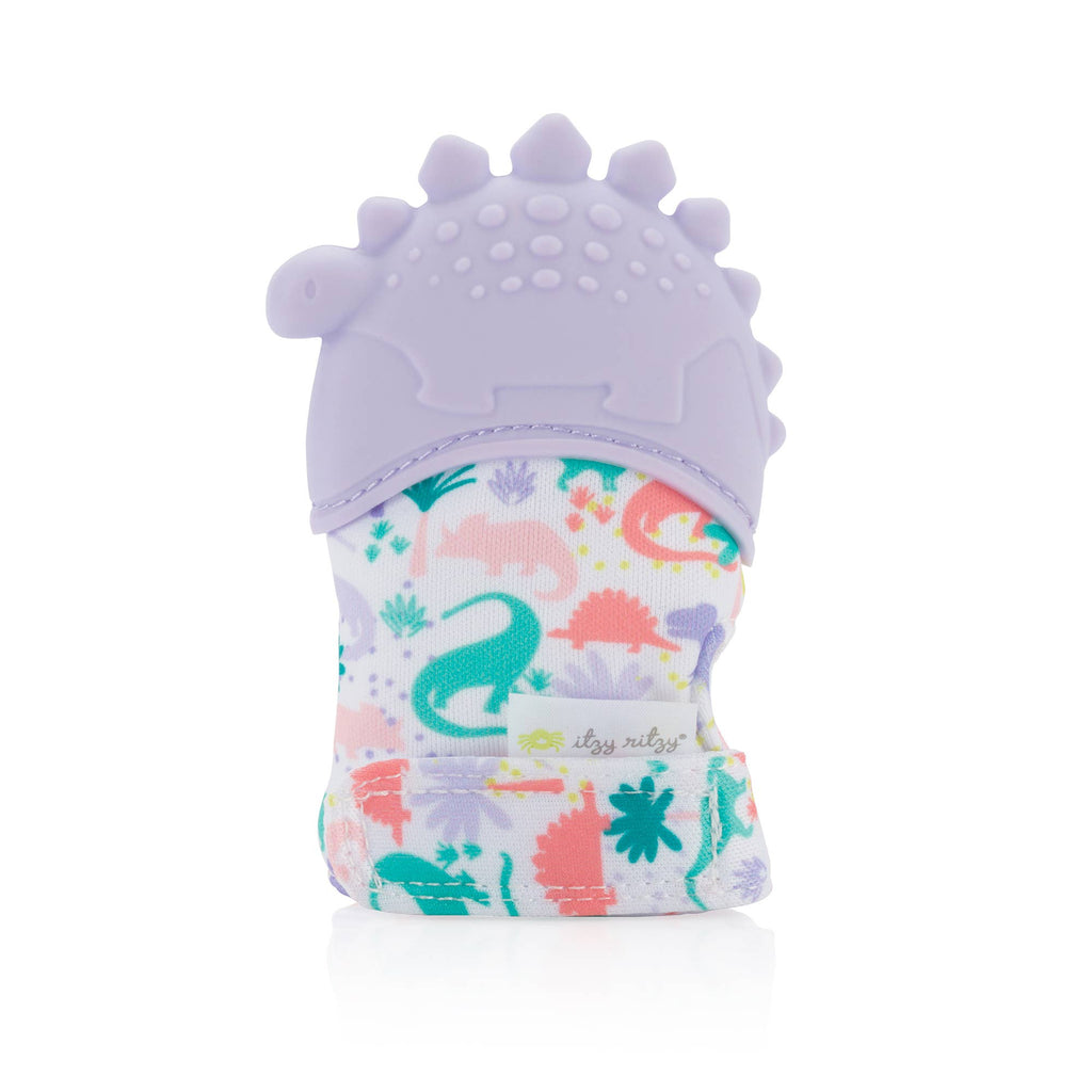 Itzy Mitt™ Silicone Teething Mitts: Lilac Dino