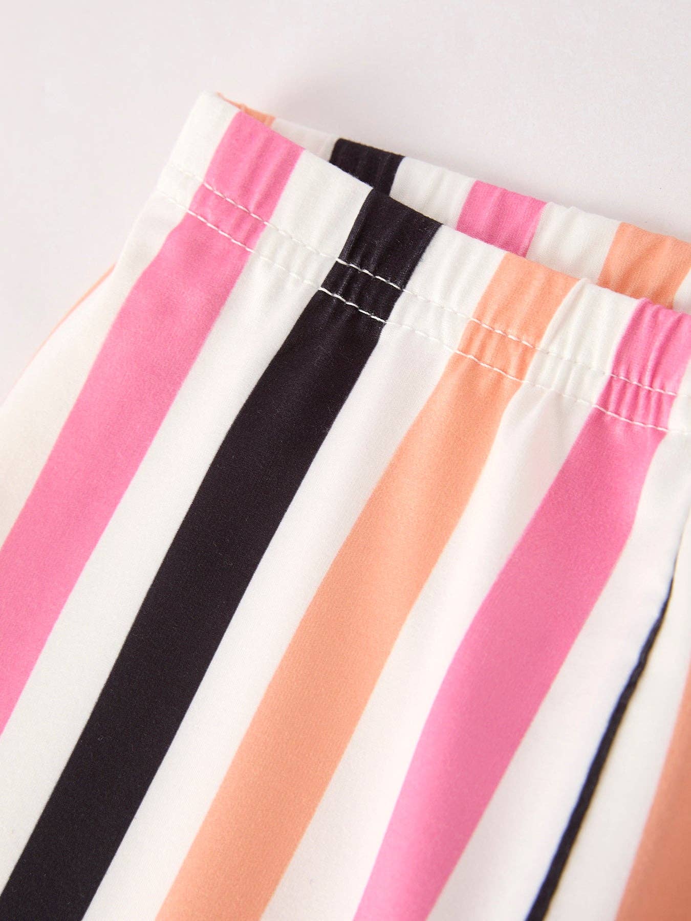 Halloween Letter Bleached Top + Striped Flared Pants