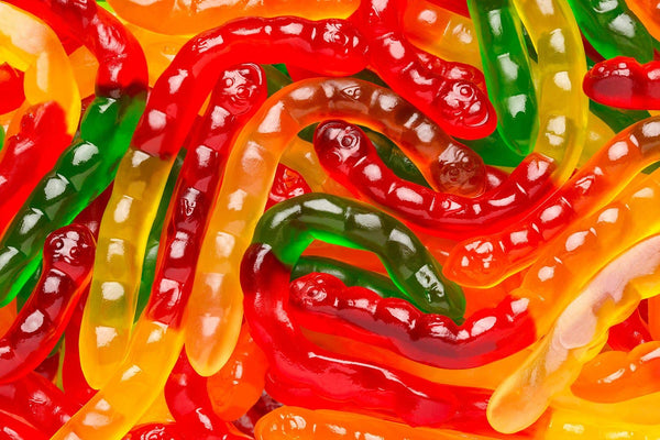 Large Assorted Fruit Gummi Worms: (7oz / 198.1g)