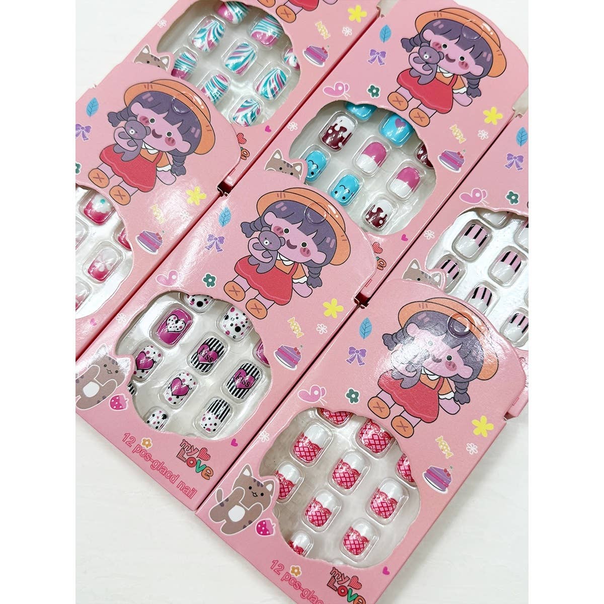 Assorted Design Press On Kids Nails: MIX COLOR / ONE(12)