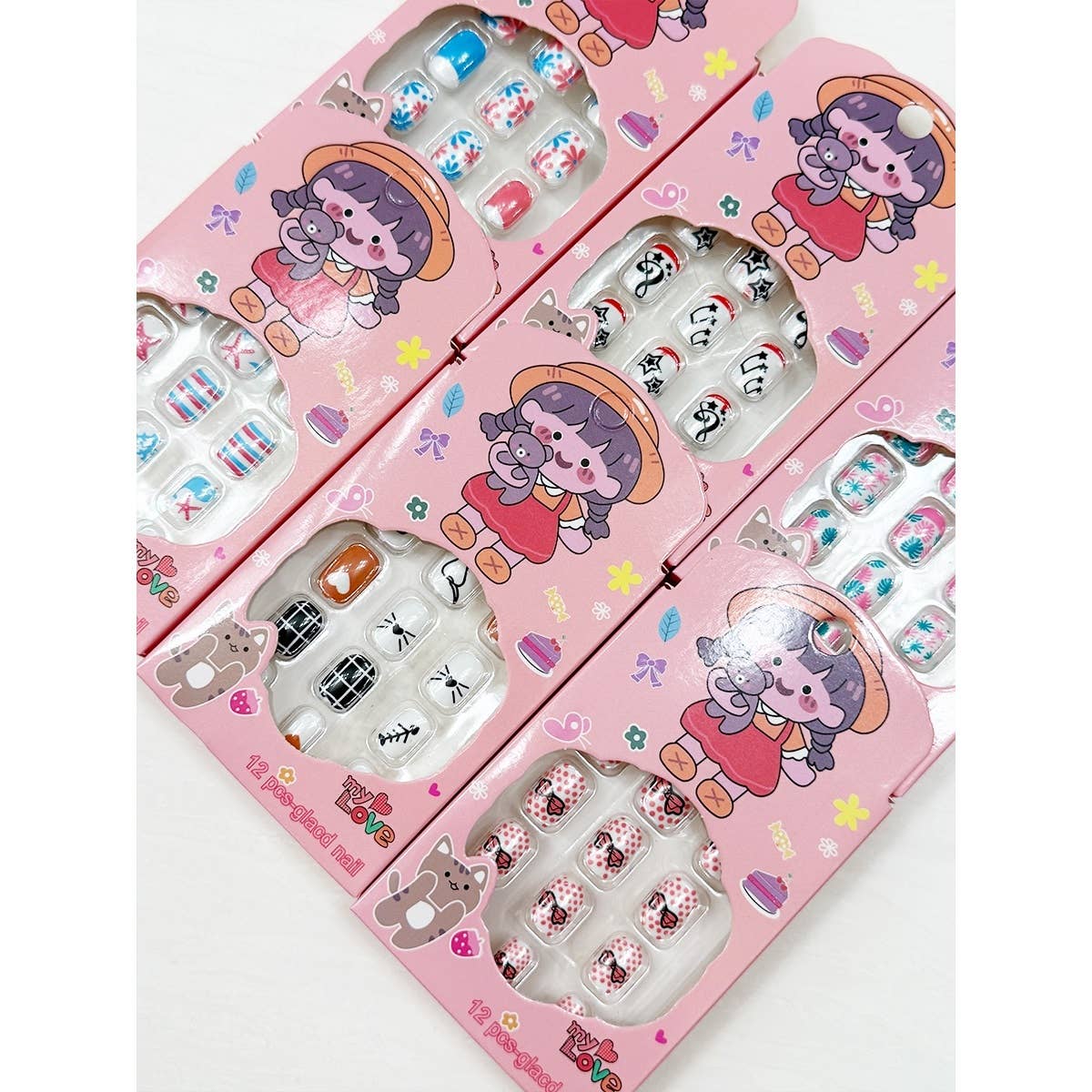 Assorted Design Press On Kids Nails: MIX COLOR / ONE(12)