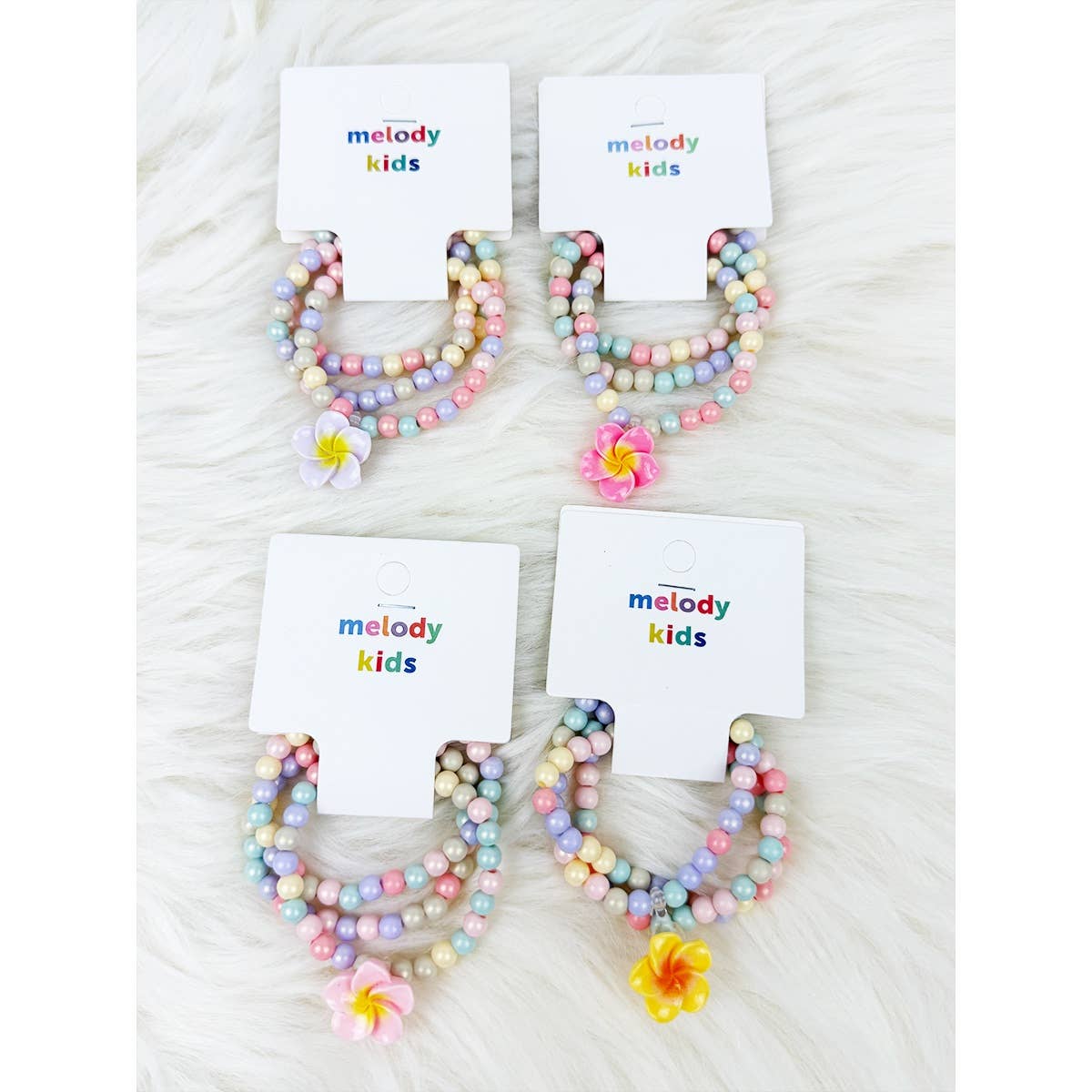 Hawaiian Pumeria Flower Kids Layered Bracelet