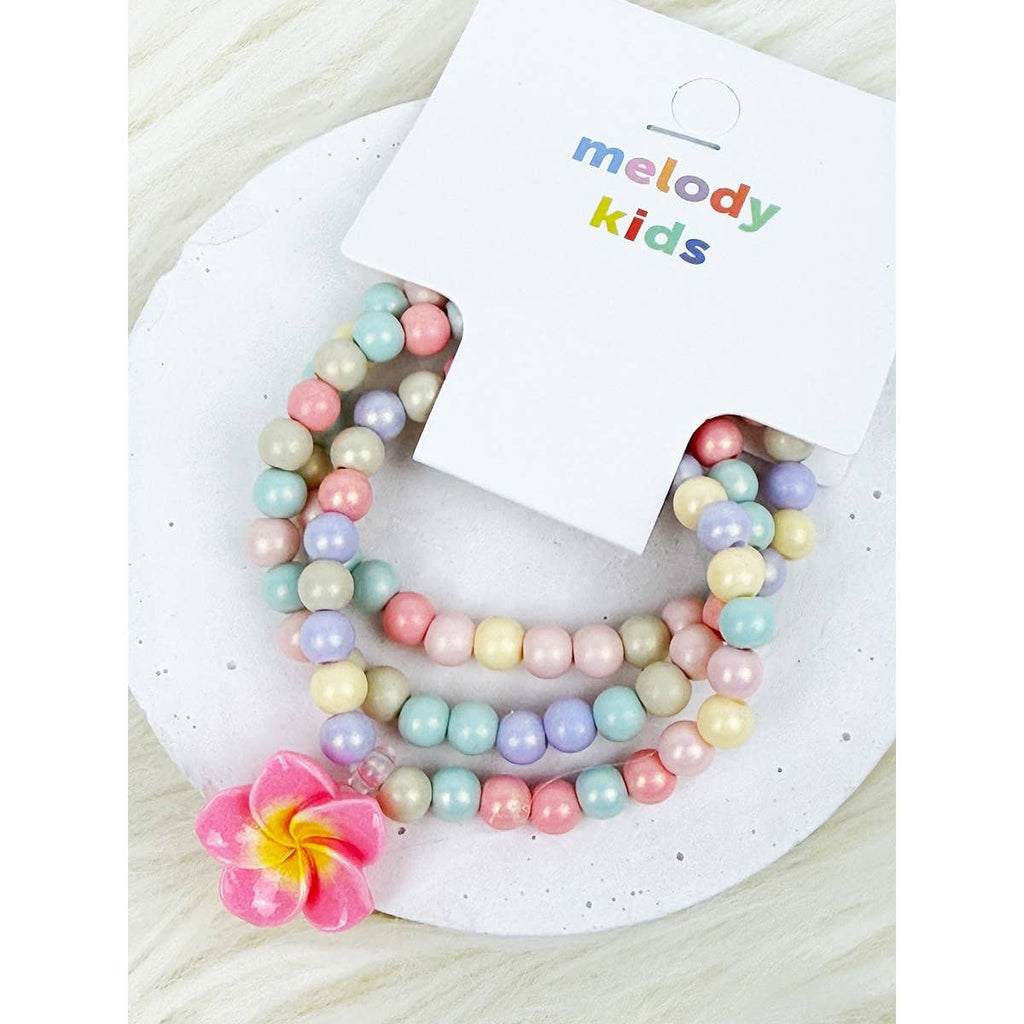 Hawaiian Pumeria Flower Kids Layered Bracelet