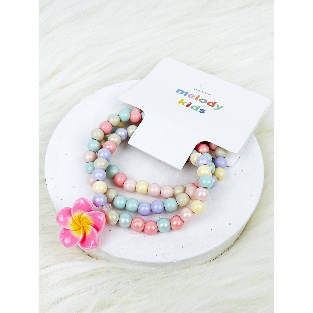 Hawaiian Pumeria Flower Kids Layered Bracelet