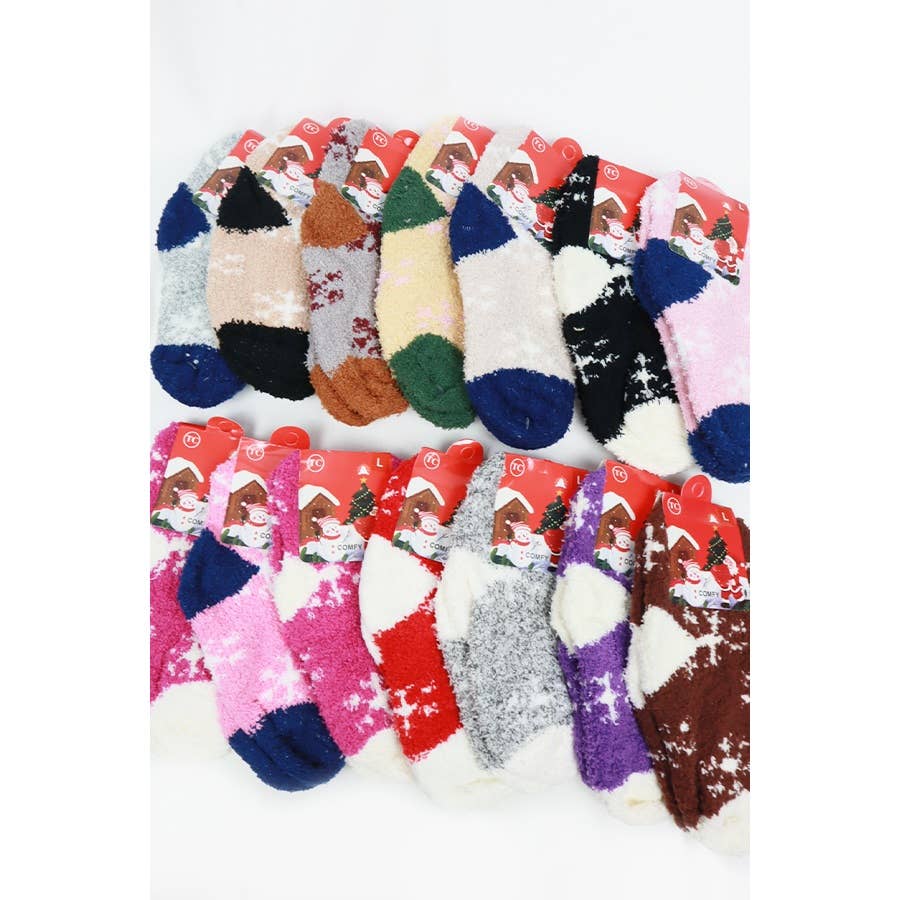 Kids Snowflake Print Fluffy Socks: MIX COLOR / ONE