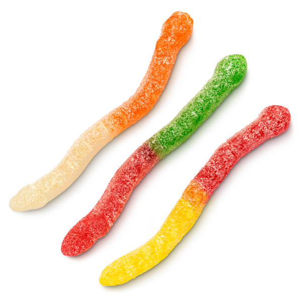 Large Sour Assorted Fruit Gummi Worms: (7oz / 198.1g)