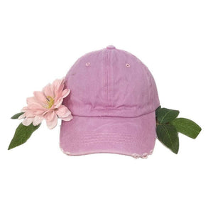 GIRLS Distressed Light Pink Hat: Pink / One Size