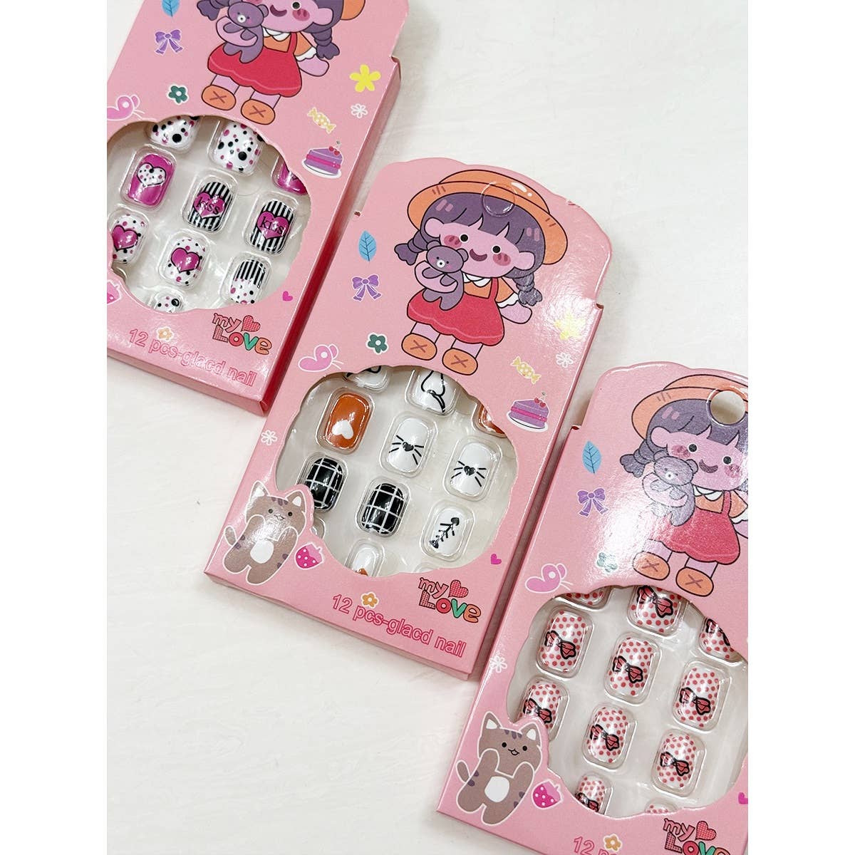 Assorted Design Press On Kids Nails: MIX COLOR / ONE(12)