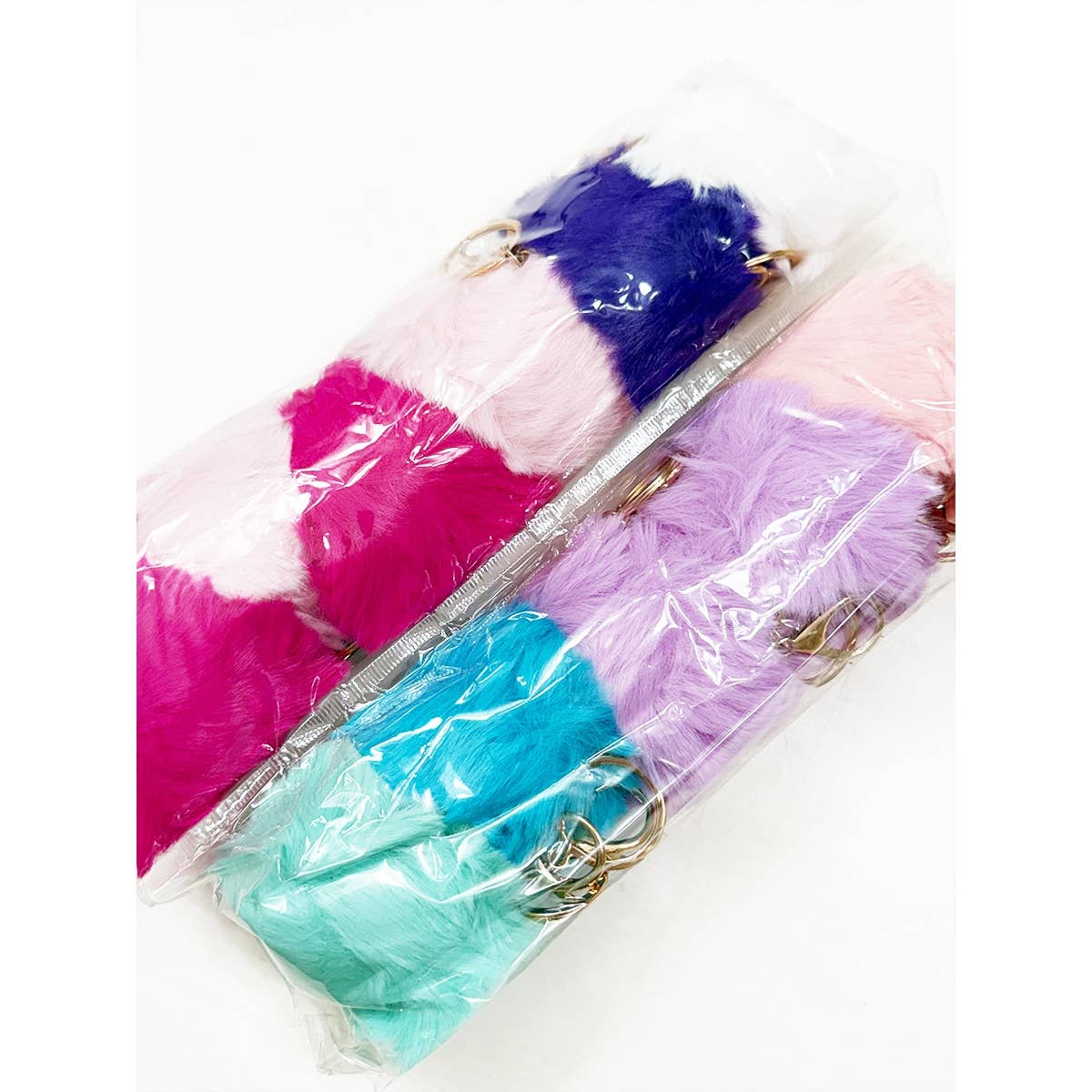 Mix Color Faux Fur Pom Pom Keychain: MIX COLOR / ONE(12)