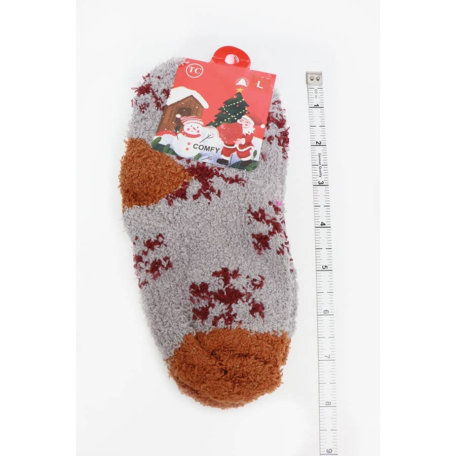 Kids Snowflake Print Fluffy Socks: MIX COLOR / ONE