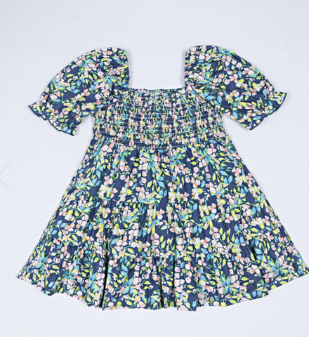 Blue Print Smocked Dress