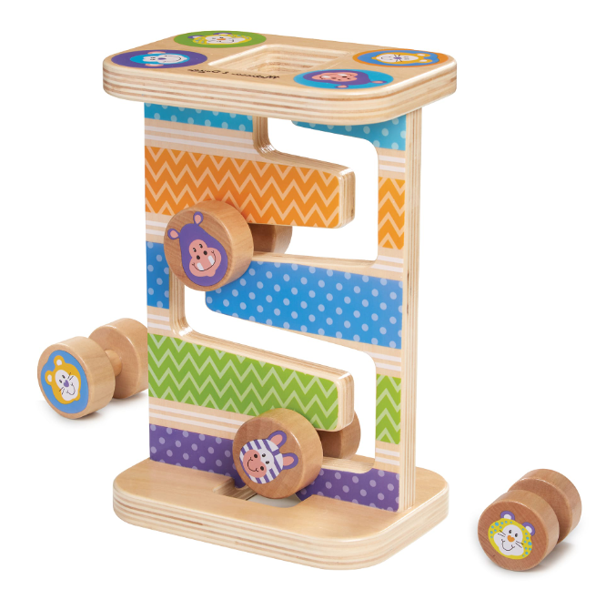 First Play Wooden Safari Zig-Zag Tower With 4 Rolling Pieces