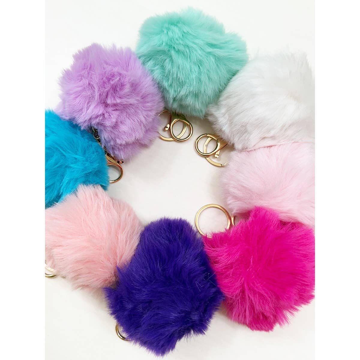 Mix Color Faux Fur Pom Pom Keychain: MIX COLOR / ONE(12)