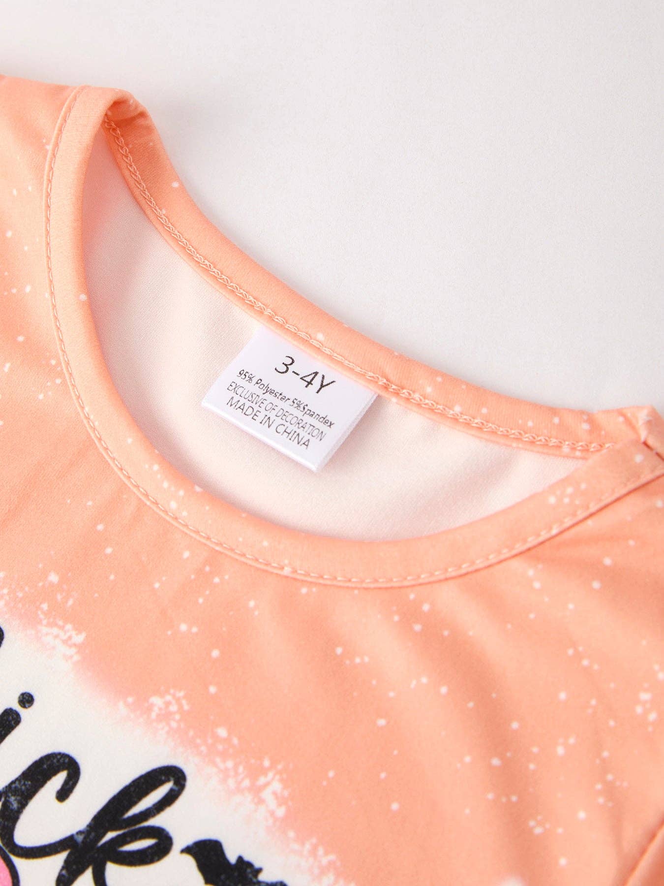 Halloween Letter Bleached Top + Striped Flared Pants