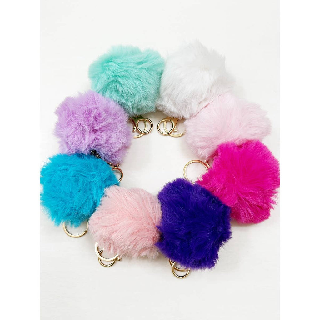 Mix Color Faux Fur Pom Pom Keychain: MIX COLOR / ONE(12)
