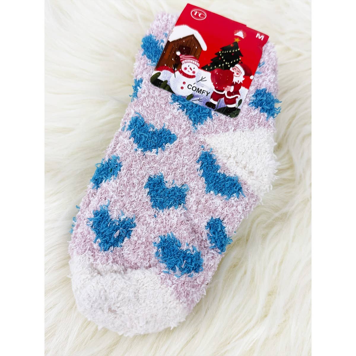 Kids Heart Print Fluffy Socks: MIX COLOR / ONE(12)
