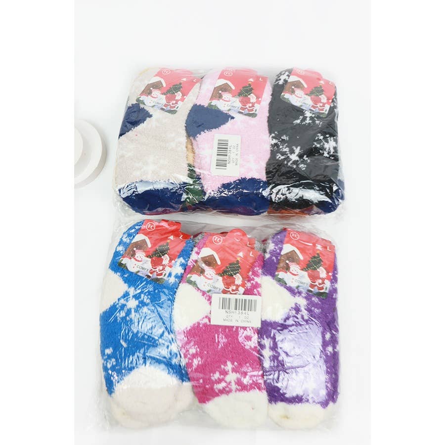 Kids Snowflake Print Fluffy Socks: MIX COLOR / ONE
