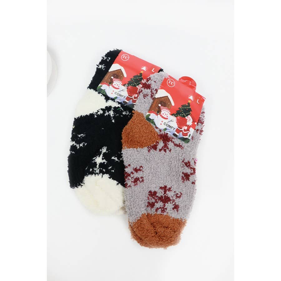 Kids Snowflake Print Fluffy Socks: MIX COLOR / ONE