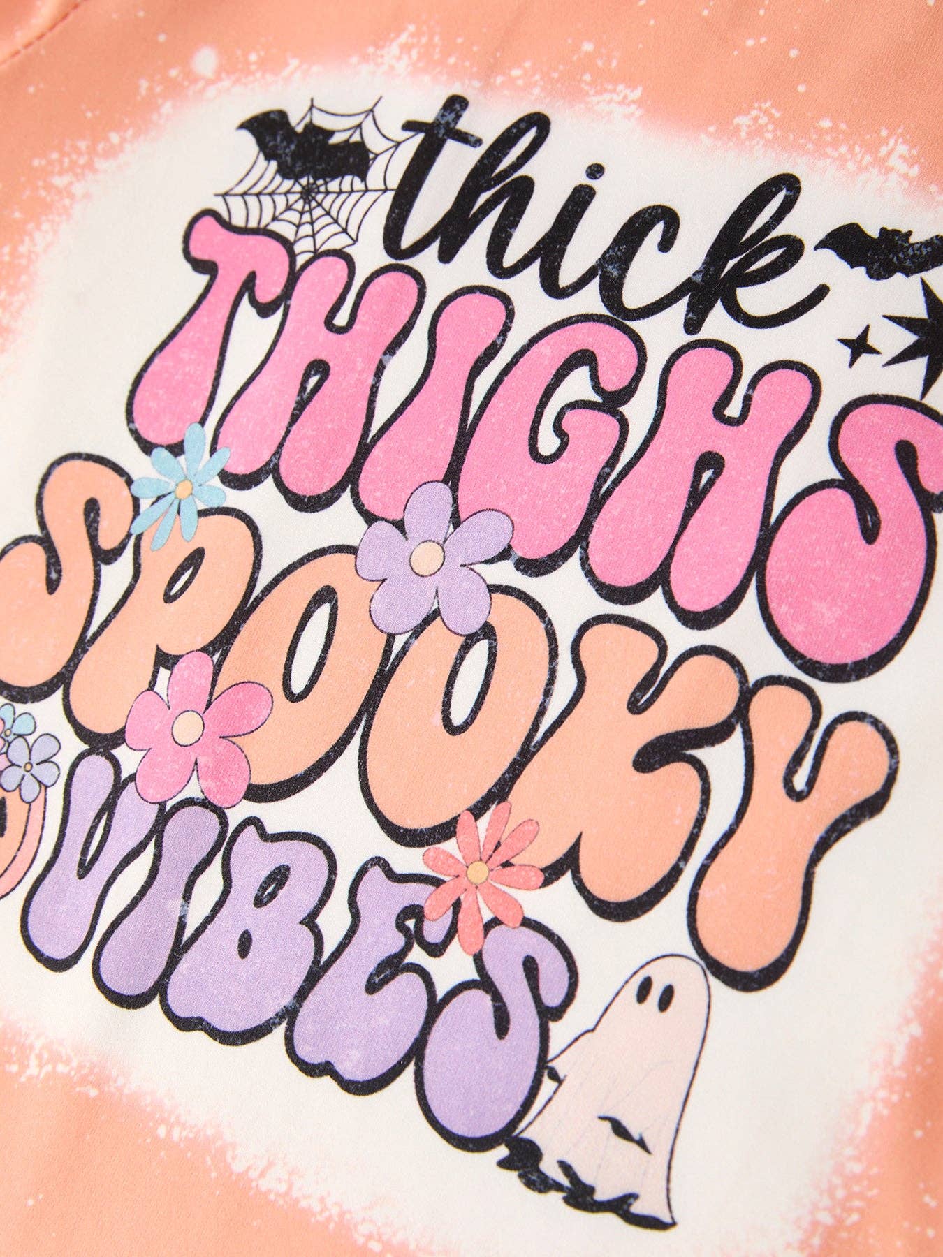 Halloween Letter Bleached Top + Striped Flared Pants