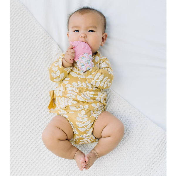 Itzy Mitt™ Silicone Teething Mitts: Lilac Dino