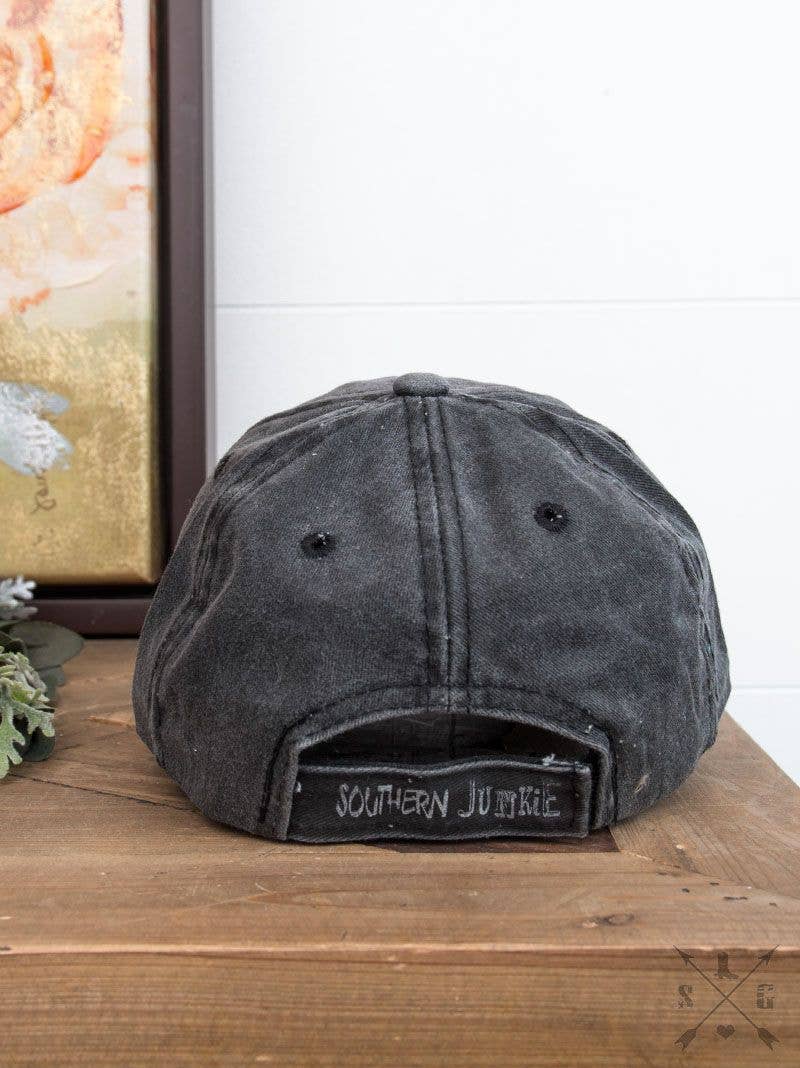 GIRLS Distressed Bright Charcoal Hat: Charcoal / One Size