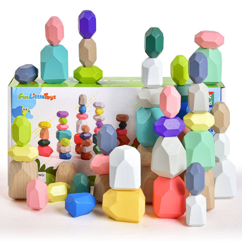 40 Pcs Wooden Balancing Stacking Rocks