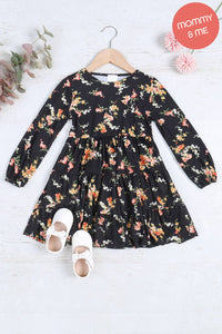 Floral Long Sleeve Tiered Dress