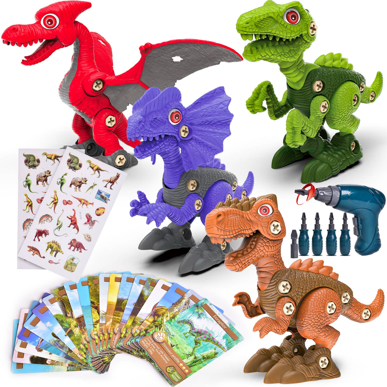 4 Dinosaurs Learning Pack with Flash Cards & Stickers
