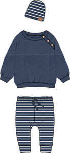 Boys Sherpa Top and Joggers: Navy Stripe