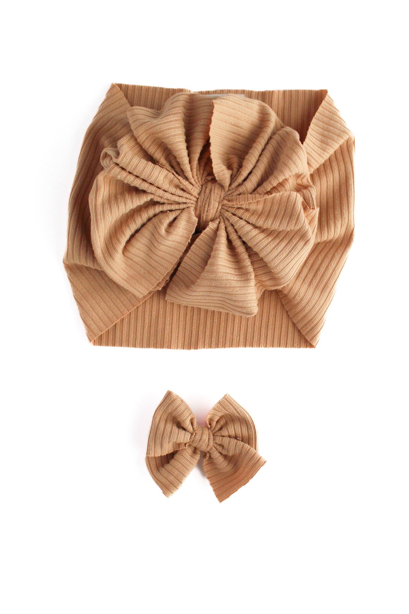Taupe - Ribbed Hair Bow