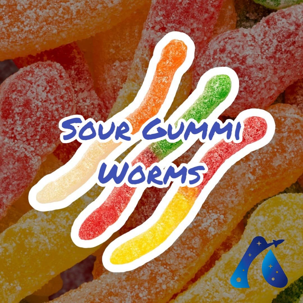 Large Sour Assorted Fruit Gummi Worms: (7oz / 198.1g)