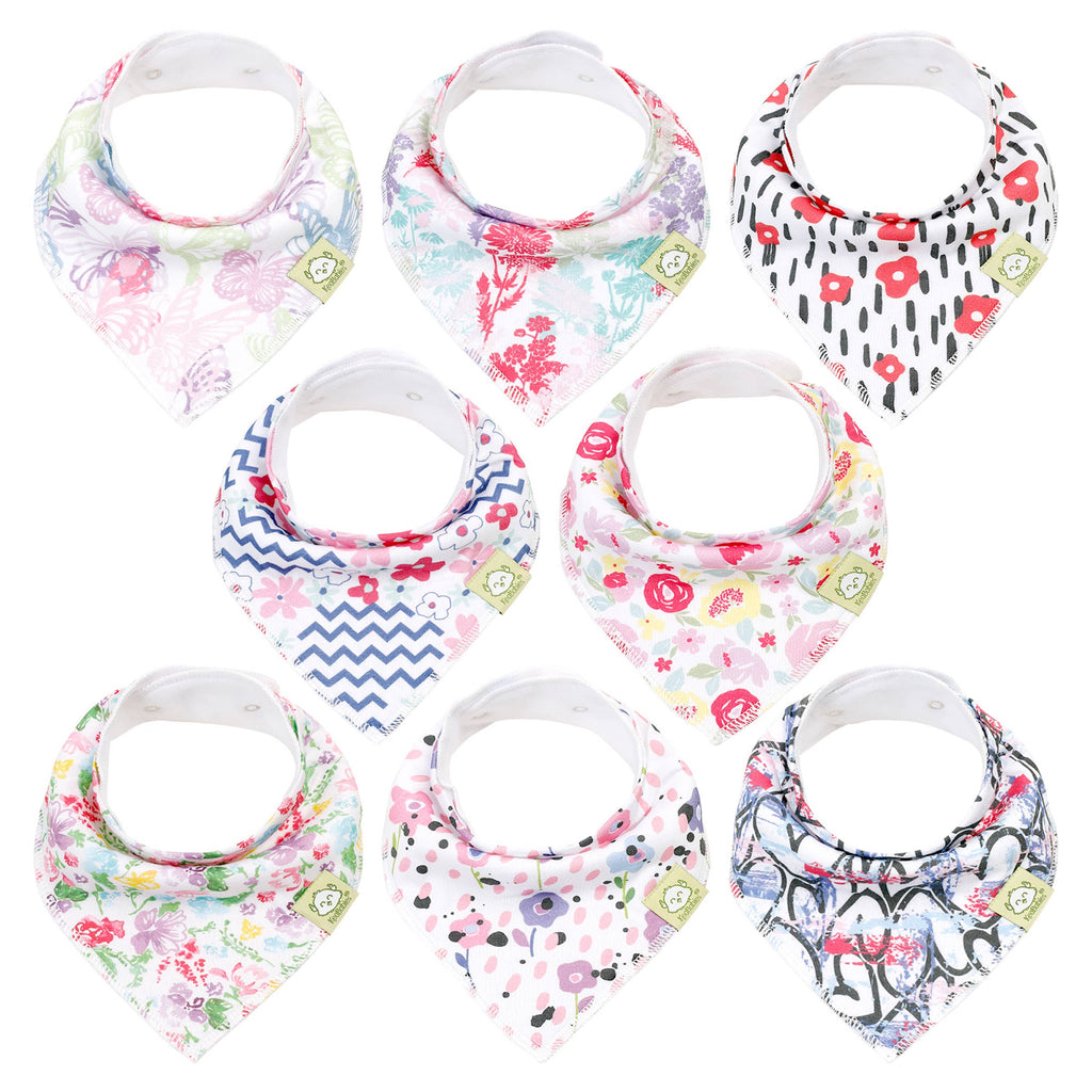 KeaBabies 8-Pack Baby Bandana Bibs (Bliss)