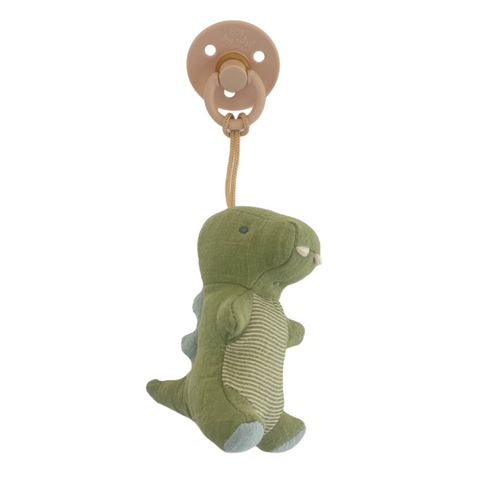 Bitzy Pal Natural Rubber Pacifier & Stuffed Animal - Dino