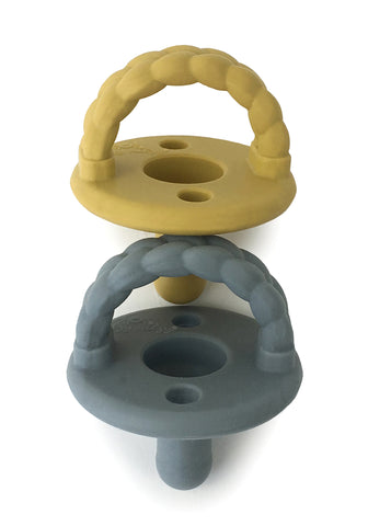 Sweetie Soother Pacifier Sets 2 Pack Mustard & Gray Cable