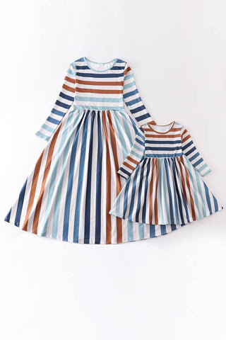 Stripe print girl dress