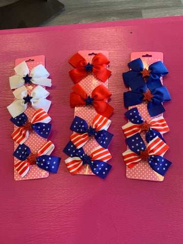 4pc American Flag bow clip